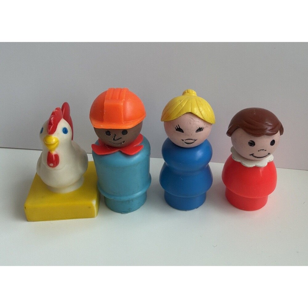 Lot Of 3 Little People And One Chicken, Fisher Price Toy Pieces